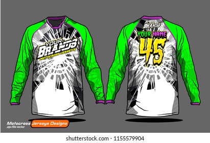 Long sleeve Motocross jerseys t-shirts vector, 
graphic design for football uniforms, unisex cycling, navy submariner and sportswear.