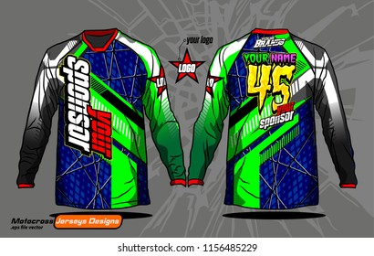 Long sleeve Motocross jerseys t-shirts vector, 
graphic design for football uniforms, unisex cycling, navy submariner and sportswear.