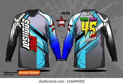 Long sleeve Motocross jerseys t-shirts design, 
abstract background for football uniforms, unisex cycling, navy submariner and sportswear.