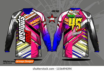 Long sleeve Motocross jerseys t-shirts design, 
abstract background for football uniforms, unisex cycling, navy submariner and sportswear.