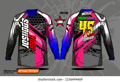 Long sleeve Motocross jerseys t-shirts design, 
abstract background for football uniforms, unisex cycling, navy submariner and sportswear.