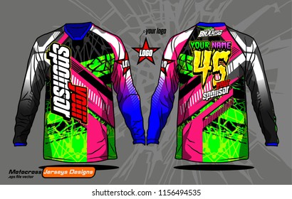 Long sleeve Motocross jerseys t-shirts design, 
abstract background for football uniforms, unisex cycling, navy submariner and sportswear.