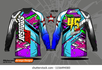 Long sleeve Motocross jerseys t-shirts design, 
abstract background for football uniforms, unisex cycling, navy submariner and sportswear.