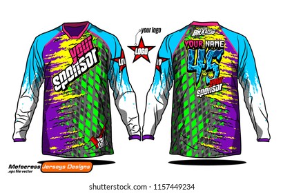 Long sleeve Motocross jerseys t-shirts vector, 
graphic design for football uniforms, unisex cycling, navy submariner and sportswear.