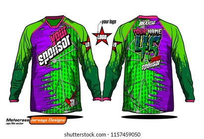 Long sleeve Motocross jerseys t-shirts vector, 
graphic design for football uniforms, unisex cycling, navy submariner and sportswear.