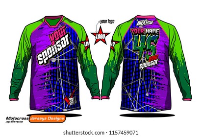 Long sleeve Motocross jerseys t-shirts vector, 
graphic design for football uniforms, unisex cycling, navy submariner and sportswear.