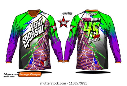 Long sleeve Motocross jerseys t-shirts vector, 
graphic design for football uniforms, unisex cycling, navy submariner and sportswear.