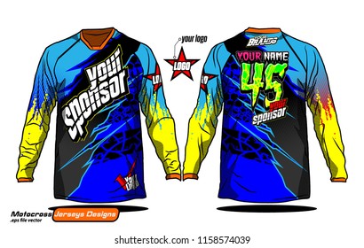 Long sleeve Motocross jerseys t-shirts vector, 
graphic design for football uniforms, unisex cycling, navy submariner and sportswear.