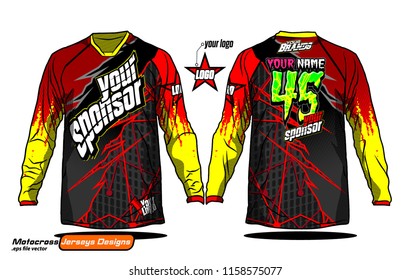 Long sleeve Motocross jerseys t-shirts vector, 
graphic design for football uniforms, unisex cycling, navy submariner and sportswear.