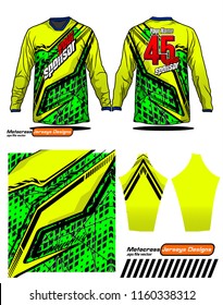 Long sleeve Motocross jerseys t-shirts vector, 
graphic design for football uniforms, unisex cycling, navy submariner and sportswear.