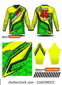 Long sleeve Motocross jerseys t-shirts vector, 
graphic design for football uniforms, unisex cycling, navy submariner and sportswear.
