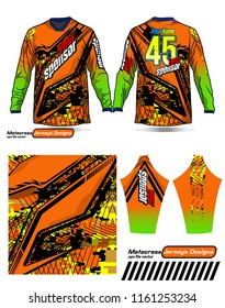 Long sleeve Motocross jerseys t-shirts vector, 
graphic design for football uniforms, unisex cycling, navy submariner and sportswear.