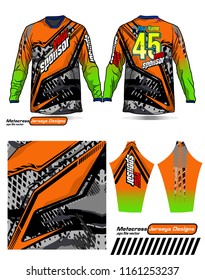 Long sleeve Motocross jerseys t-shirts vector, 
graphic design for football uniforms, unisex cycling, navy submariner and sportswear.
