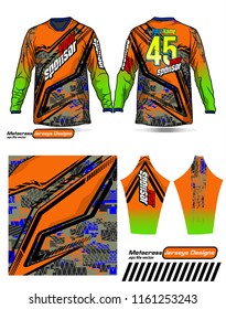 Long sleeve Motocross jerseys t-shirts vector, 
graphic design for football uniforms, unisex cycling, navy submariner and sportswear.