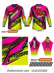 Long sleeve Motocross jerseys t-shirts vector, 
graphic design for football uniforms, unisex cycling, navy submariner and sportswear.