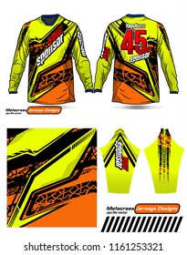 Long sleeve Motocross jerseys t-shirts vector, 
graphic design for football uniforms, unisex cycling, navy submariner and sportswear.