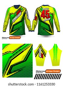 Long sleeve Motocross jerseys t-shirts vector, 
graphic design for football uniforms, unisex cycling, navy submariner and sportswear.