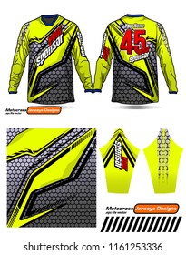 Long sleeve Motocross jerseys t-shirts vector, 
graphic design for football uniforms, unisex cycling, navy submariner and sportswear.
