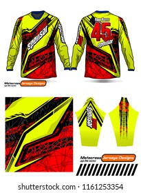 Long sleeve Motocross jerseys t-shirts vector, 
graphic design for football uniforms, unisex cycling, navy submariner and sportswear.