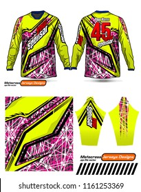 Long sleeve Motocross jerseys t-shirts vector, 
graphic design for football uniforms, unisex cycling, navy submariner and sportswear.