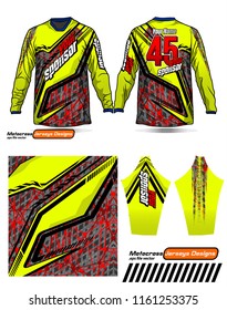 Long sleeve Motocross jerseys t-shirts vector, 
graphic design for football uniforms, unisex cycling, navy submariner and sportswear.