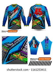 Long sleeve Motocross jerseys t-shirts vector, 
graphic design for football uniforms, unisex cycling, navy submariner and sportswear.