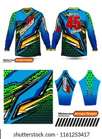 Long sleeve Motocross jerseys t-shirts vector, 
graphic design for football uniforms, unisex cycling, navy submariner and sportswear.