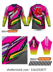 Long sleeve Motocross jerseys t-shirts vector, 
graphic design for football uniforms, unisex cycling, navy submariner and sportswear.