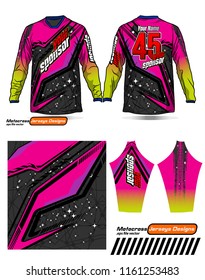 Long sleeve Motocross jerseys t-shirts vector, 
graphic design for football uniforms, unisex cycling, navy submariner and sportswear.