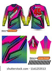 Long sleeve Motocross jerseys t-shirts vector, 
graphic design for football uniforms, unisex cycling, navy submariner and sportswear.