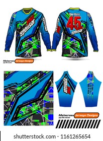 Long sleeve Motocross jerseys t-shirts vector, 
graphic design for football uniforms, unisex cycling, navy submariner and sportswear.