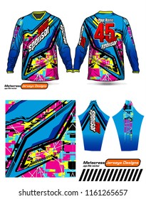 Long sleeve Motocross jerseys t-shirts vector, 
graphic design for football uniforms, unisex cycling, navy submariner and sportswear.