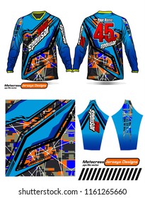 Long sleeve Motocross jerseys t-shirts vector, 
graphic design for football uniforms, unisex cycling, navy submariner and sportswear.