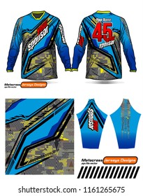 Long sleeve Motocross jerseys t-shirts vector, 
graphic design for football uniforms, unisex cycling, navy submariner and sportswear.