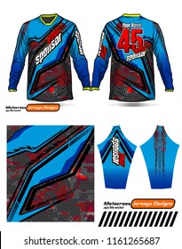 Long sleeve Motocross jerseys t-shirts vector, 
graphic design for football uniforms, unisex cycling, navy submariner and sportswear.