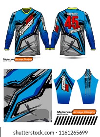 Long sleeve Motocross jerseys t-shirts vector, 
graphic design for football uniforms, unisex cycling, navy submariner and sportswear.