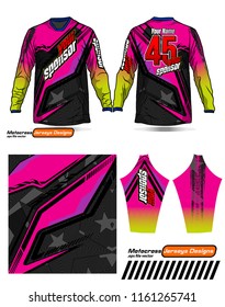 Long sleeve Motocross jerseys t-shirts vector, 
graphic design for football uniforms, unisex cycling, navy submariner and sportswear.