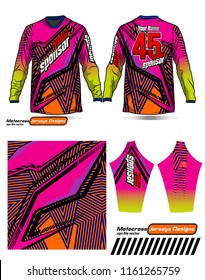 Long sleeve Motocross jerseys t-shirts vector, 
graphic design for football uniforms, unisex cycling, navy submariner and sportswear.