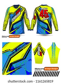 Long sleeve Motocross jerseys t-shirts vector, 
graphic design for football uniforms, unisex cycling, navy submariner and sportswear.
