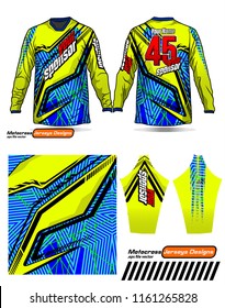 Long sleeve Motocross jerseys t-shirts vector, 
graphic design for football uniforms, unisex cycling, navy submariner and sportswear.