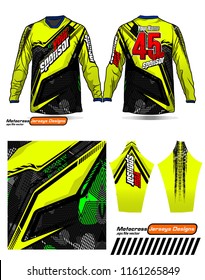 Long sleeve Motocross jerseys t-shirts vector, 
graphic design for football uniforms, unisex cycling, navy submariner and sportswear.