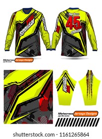Long sleeve Motocross jerseys t-shirts vector, 
graphic design for football uniforms, unisex cycling, navy submariner and sportswear.