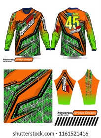 Long sleeve Motocross jerseys t-shirts vector, 
graphic design for football uniforms, unisex cycling, navy submariner and sportswear.
