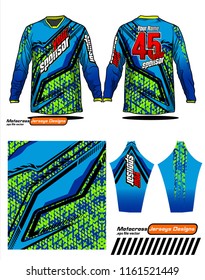 Long sleeve Motocross jerseys t-shirts vector, 
graphic design for football uniforms, unisex cycling, navy submariner and sportswear.