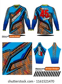 Long sleeve Motocross jerseys t-shirts vector, 
graphic design for football uniforms, unisex cycling, navy submariner and sportswear.