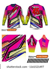 Long sleeve Motocross jerseys t-shirts vector, 
graphic design for football uniforms, unisex cycling, navy submariner and sportswear.