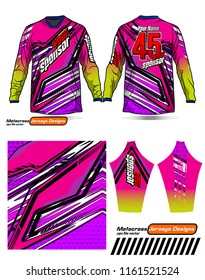 Long sleeve Motocross jerseys t-shirts vector, 
graphic design for football uniforms, unisex cycling, navy submariner and sportswear.