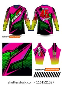 Long sleeve Motocross jerseys t-shirts vector, 
graphic design for football uniforms, unisex cycling, navy submariner and sportswear.