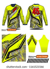 Long sleeve Motocross jerseys t-shirts vector, 
graphic design for football uniforms, unisex cycling, navy submariner and sportswear.