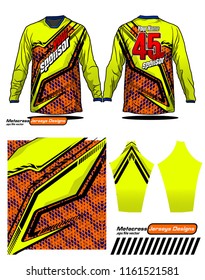 Long sleeve Motocross jerseys t-shirts vector, 
graphic design for football uniforms, unisex cycling, navy submariner and sportswear.